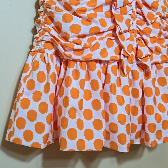 Rickie Freeman Teri Jon Polka Dot Ruched Mini Dress Ruffle Sweetheart 80s 90s - Picture 4 of 13